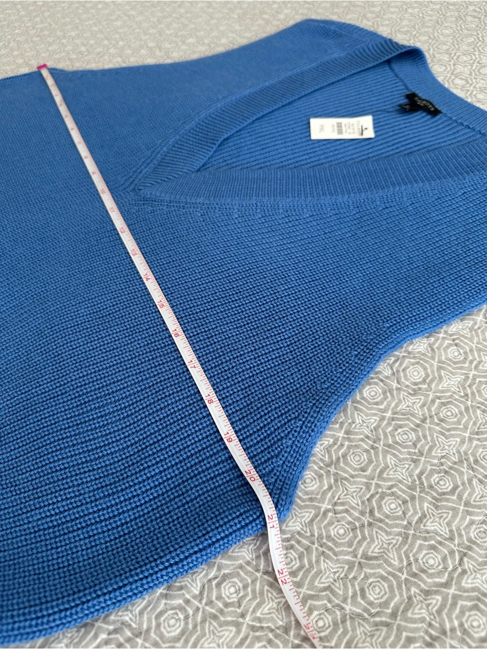 NEW! TALBOTS V-Neck Knit Sweater Vest Bright Cornflower Blue Size XL Petite - Picture 5 of 7